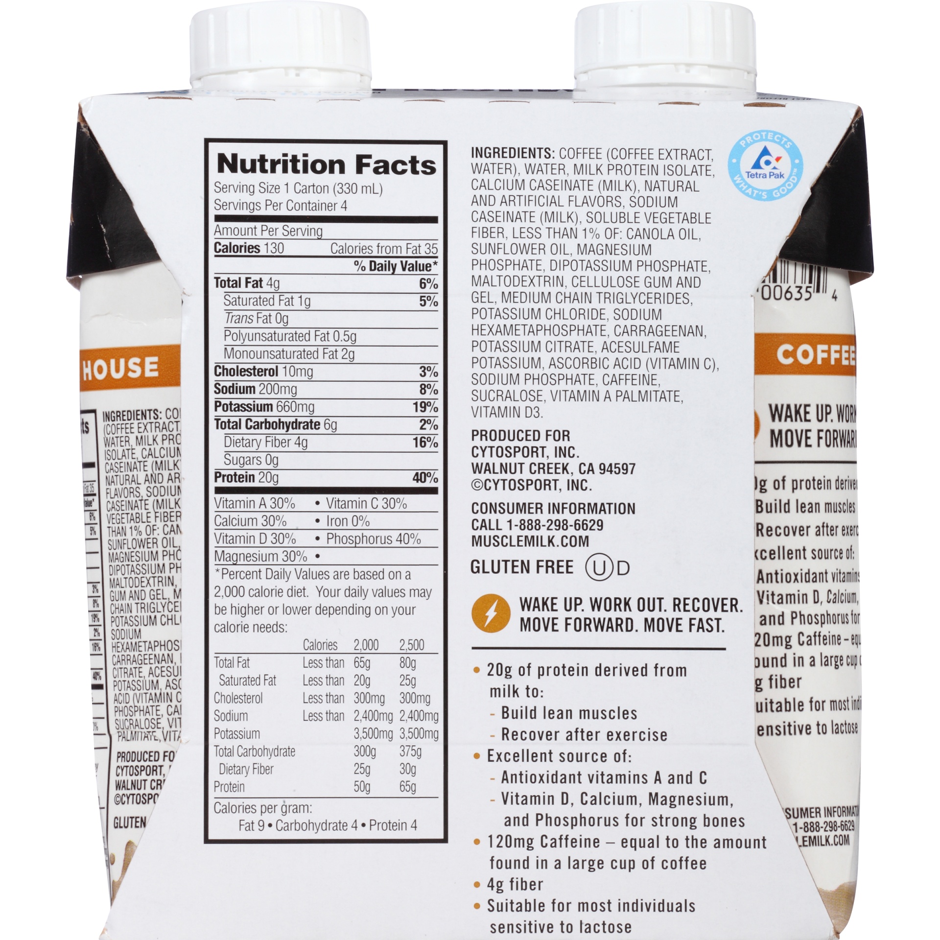 slide 6 of 8, Muscle Milk Coffee House Vanilla Latte Non Dairy Protein Shake, 4 ct; 11 fl oz