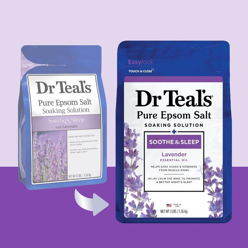 slide 2 of 6, Dr Teal's Epsom Salt Magnesium Soak - Soothe & Sleep with Lavender - 3 lbs, 3 lb