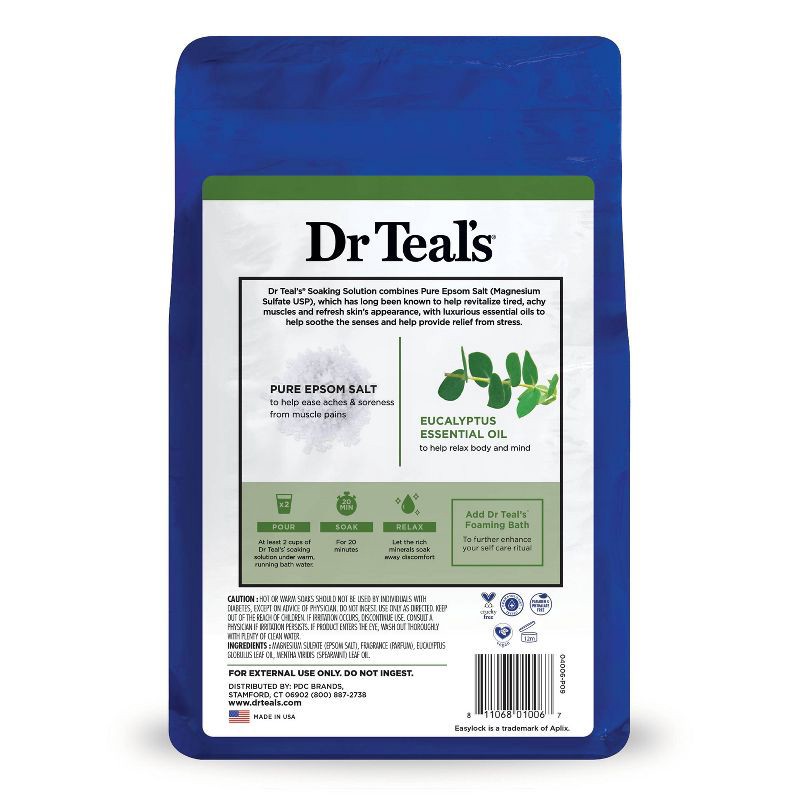 slide 2 of 5, Dr Teal's Epsom Salt Magnesium Soak - Relax & Relief with Eucalyptus & Spearmint - 3lbs, 3 lb