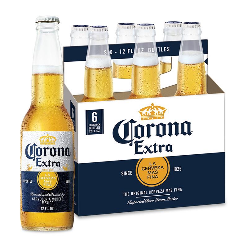 slide 1 of 9, Corona Extra Lager Beer - 6pk/12 fl oz Bottles, 6 ct; 12 fl oz