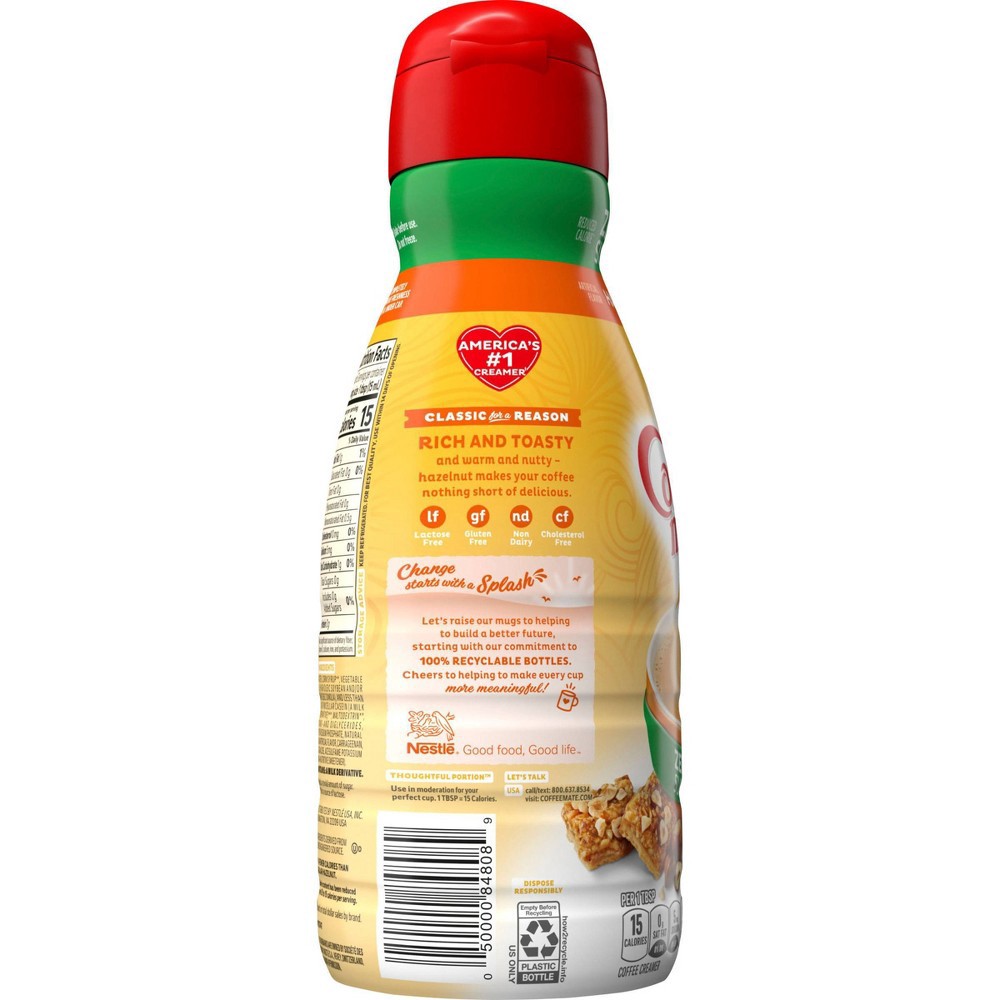 CoffeeMate Zero Sugar Hazelnut Coffee Creamer 32 fl oz (1qt) 32 fl