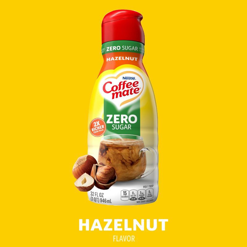 slide 3 of 12, Coffee mate Zero Sugar Hazelnut Coffee Creamer - 32 fl oz (1qt), 32 fl oz, 1 qt