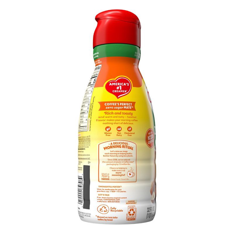 slide 8 of 12, Coffee mate Zero Sugar Hazelnut Coffee Creamer - 32 fl oz (1qt), 32 fl oz, 1 qt