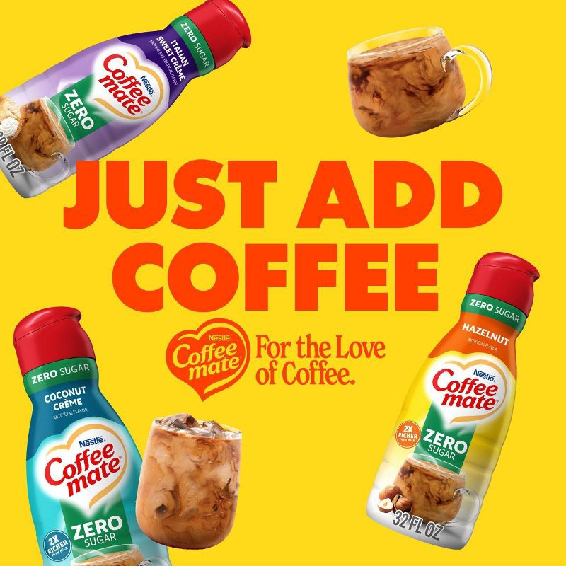 slide 8 of 12, Coffee mate Zero Sugar Hazelnut Coffee Creamer - 32 fl oz (1qt), 32 fl oz, 1 qt