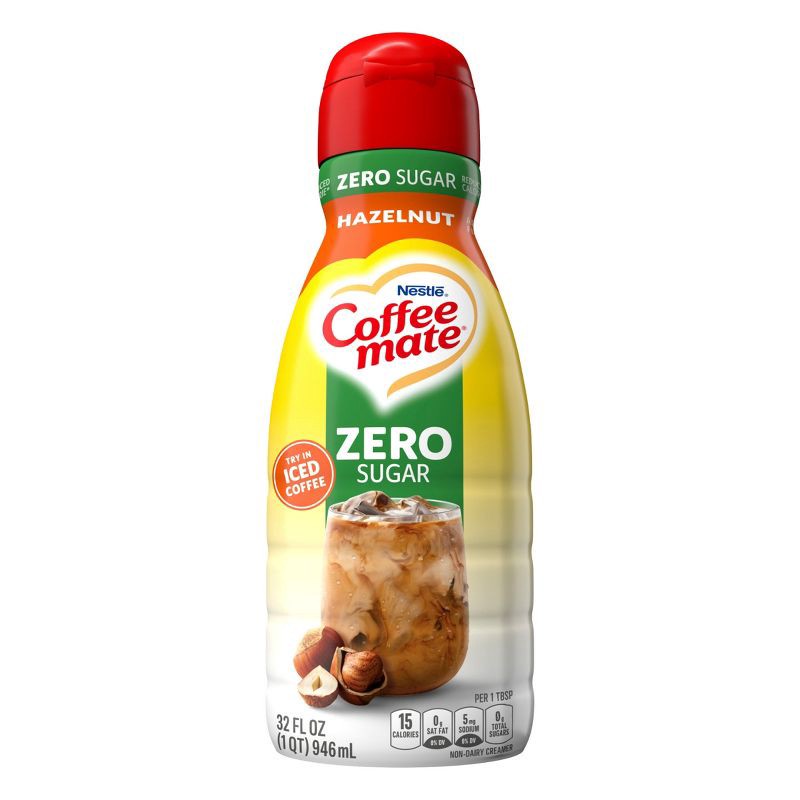 slide 9 of 12, Coffee mate Zero Sugar Hazelnut Coffee Creamer - 32 fl oz (1qt), 32 fl oz, 1 qt