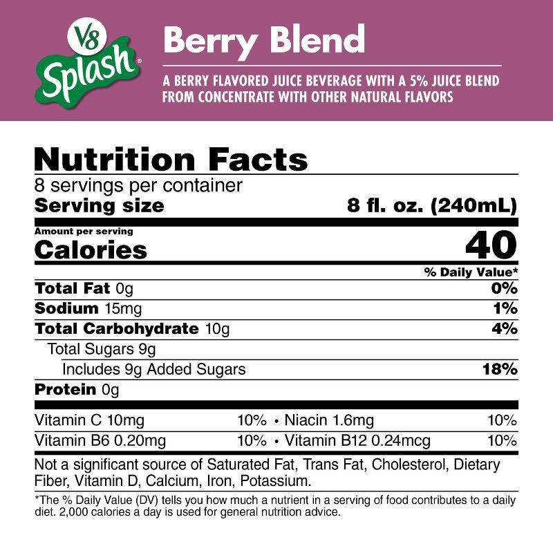 slide 5 of 8, V8 Juice V8 Splash Berry Blend Juice - 64 fl oz Bottle, 64 fl oz