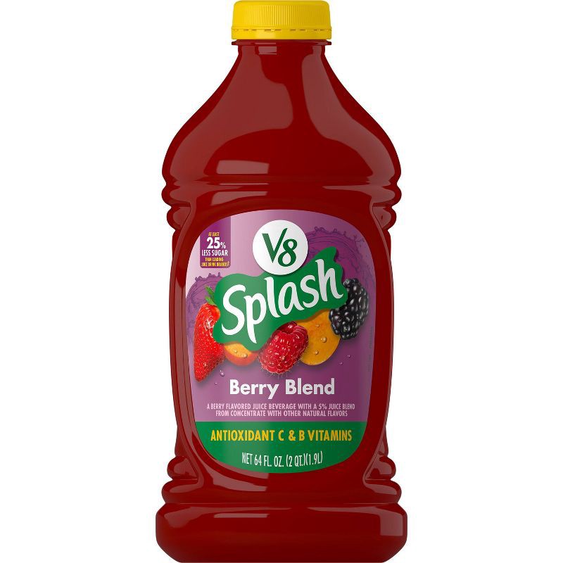 slide 1 of 8, V8 Juice V8 Splash Berry Blend Juice - 64 fl oz Bottle, 64 fl oz