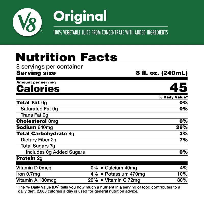 slide 6 of 9, V8 Juice V8 Original 100% Vegetable Juice - 64 fl oz Bottle, 64 fl oz