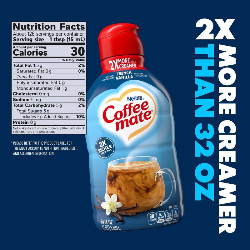 slide 7 of 12, Coffee mate French Vanilla Coffee Creamer - 64 fl oz (2qt), 64 fl oz, 2 qt