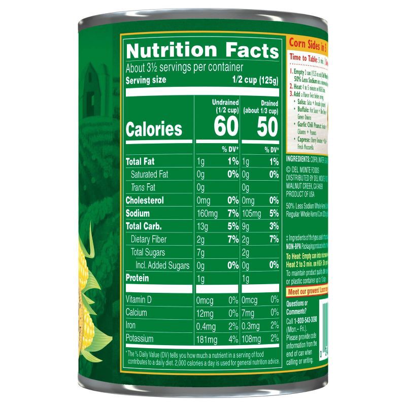 slide 4 of 4, Del Monte Low Sodium Golden Sweet Whole Kernel Corn - 15.25oz, 15.25 oz