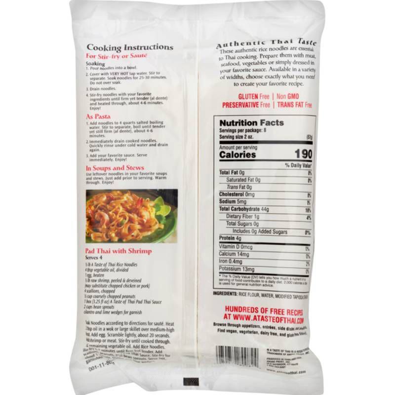 slide 3 of 4, A Taste of Thai Gluten Free Straight Cut Rice Noodles - 16oz, 16 oz