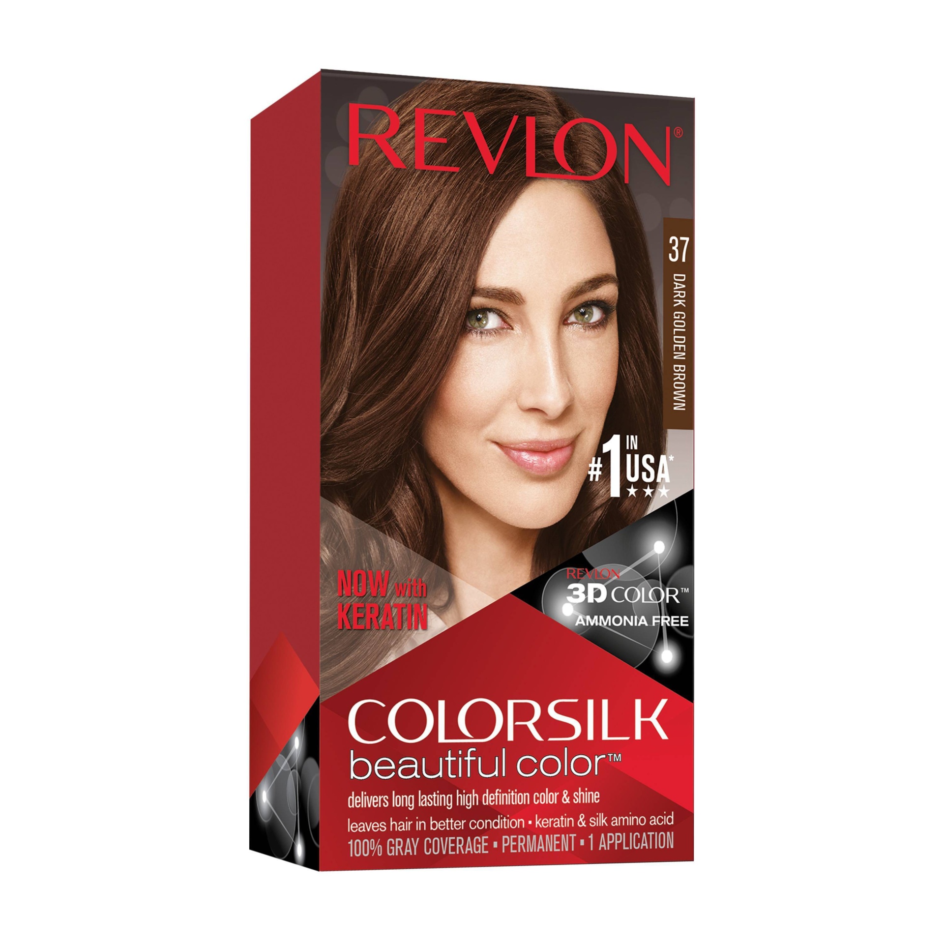 slide 1 of 5, Revlon Colorsilk Beautiful Permanent Hair Color - 16 fl oz - 37 Dark Golden Brown - 1 Kit, 0.29 lb