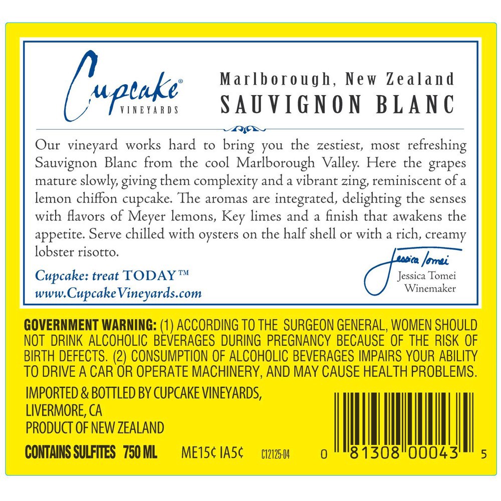 slide 6 of 6, Cupcake Vineyards Sauvignon Blanc White Wine, 750 ml