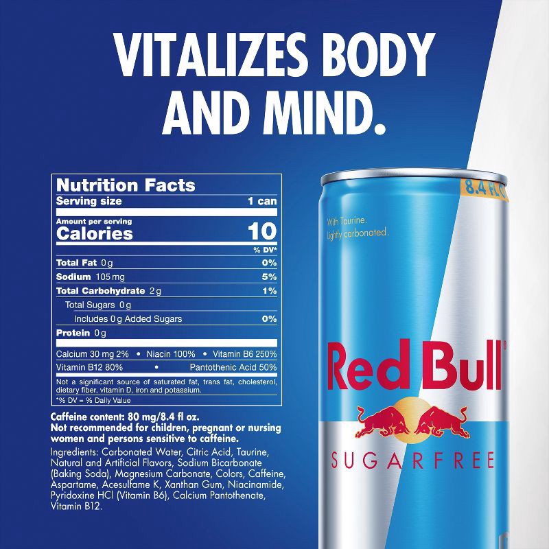 slide 3 of 10, Red Bull Sugar Free Energy Drink - 12pk/8.4 fl oz Cans, 12 ct; 8.4 fl oz