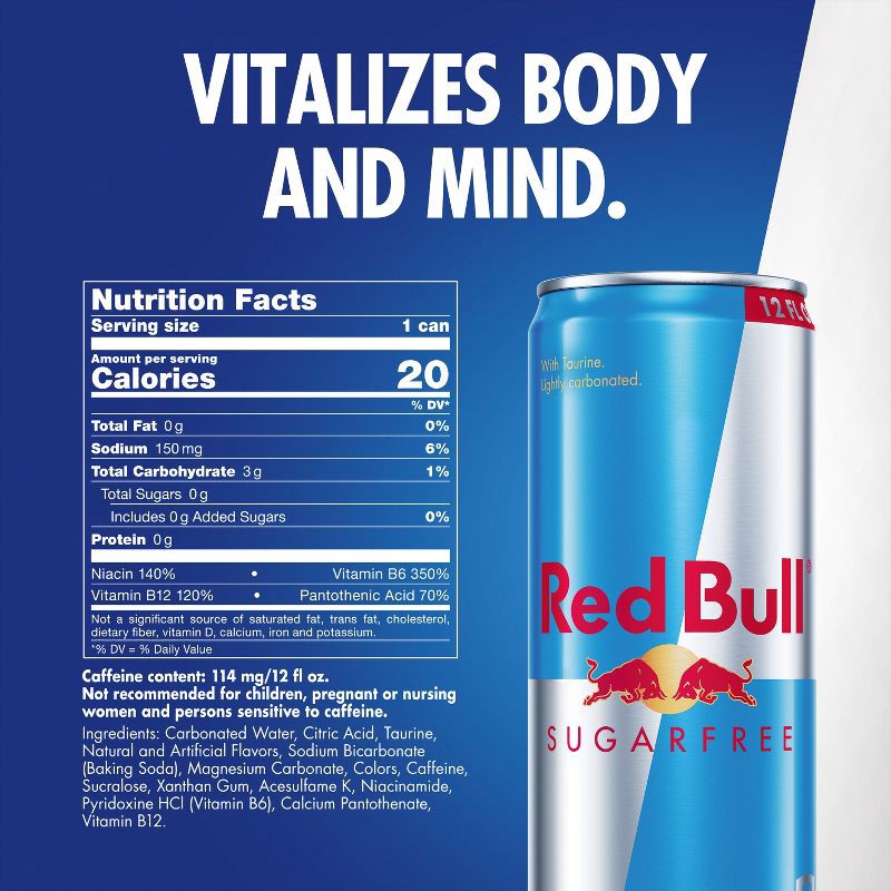 slide 3 of 11, Red Bull Sugar Free Energy Drink - 12 fl oz Can, 12 fl oz