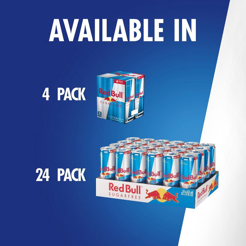 slide 7 of 9, Red Bull Sugar Free Energy Drink - 4pk/12 fl oz Cans, 4 ct; 12 fl oz