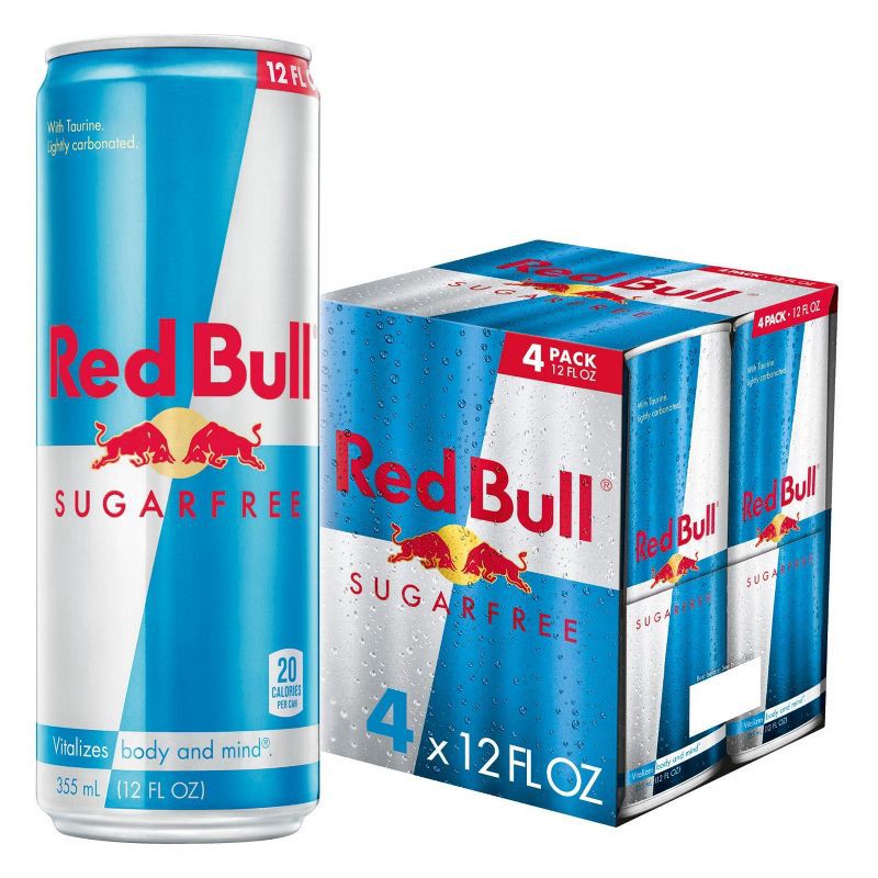 slide 1 of 9, Red Bull Sugar Free Energy Drink - 4pk/12 fl oz Cans, 4 ct; 12 fl oz