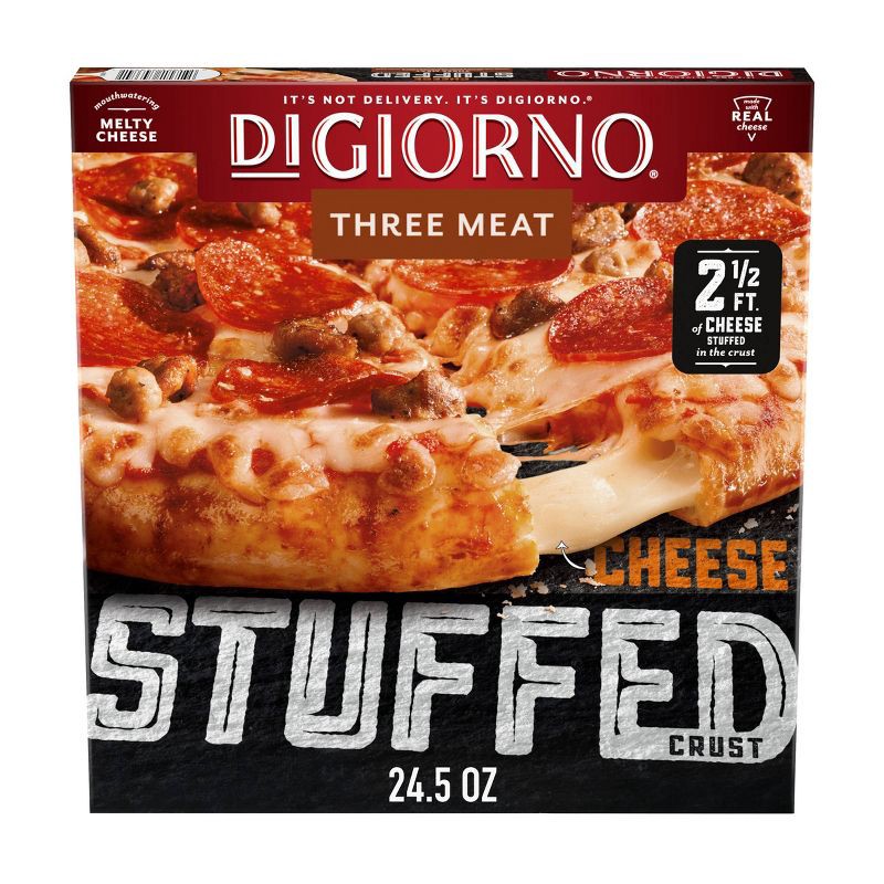 slide 3 of 6, DiGiorno Three Meat Frozen Pizza with Cheese Stuffed Crust - 24.5oz, 24.5 oz