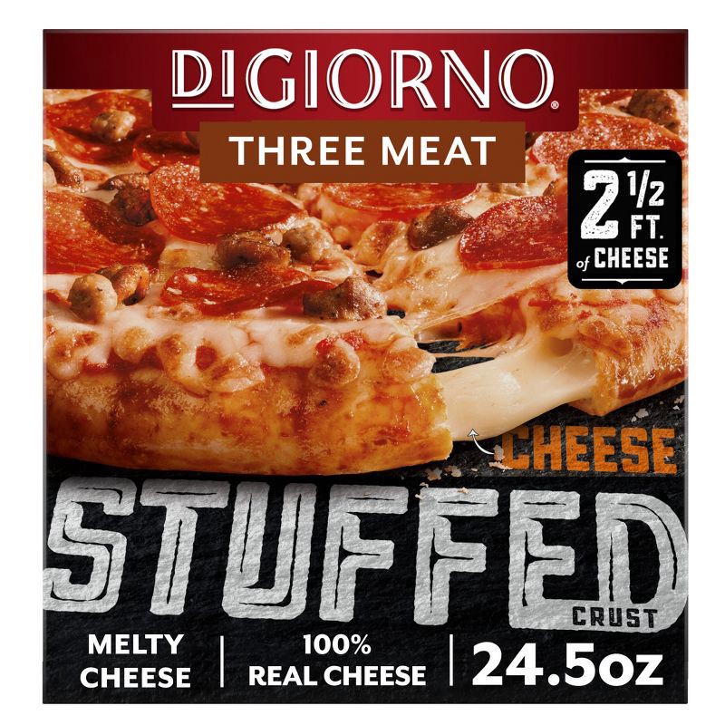 slide 1 of 7, DiGiorno Three Meat Frozen Pizza with Cheese Stuffed Crust - 24.5oz, 24.5 oz