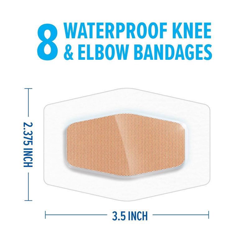 slide 3 of 18, Nexcare Waterproof Bandages Knee and Elbow, Clear, 2 3/8 in x 3 1/2 in, 8 ct., 8 ct