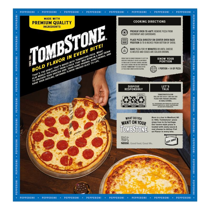 slide 5 of 9, Tombstone Original Pepperoni Frozen Pizza - 18.5oz, 18.5 oz
