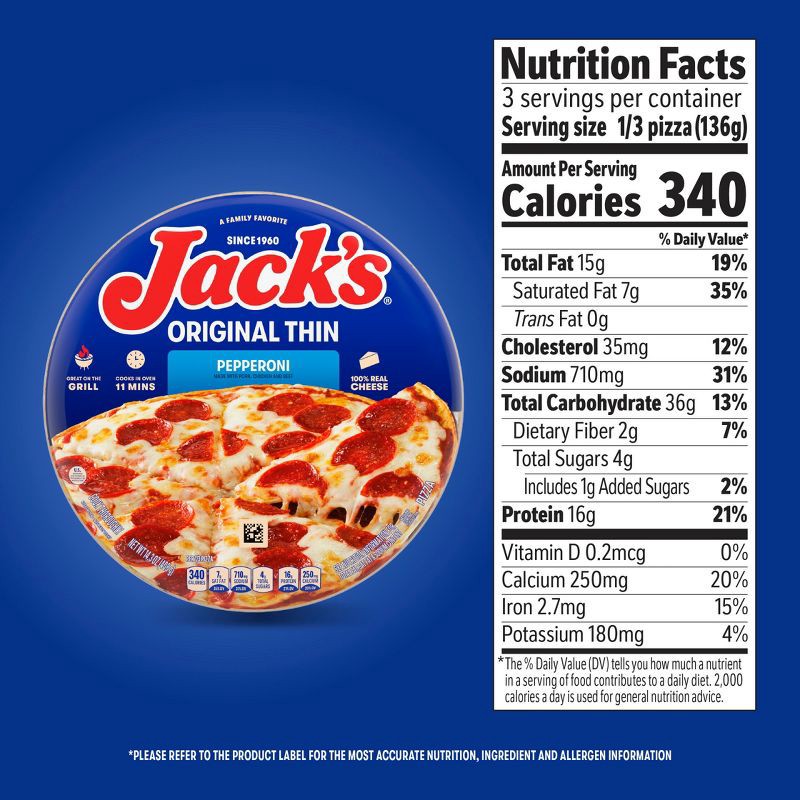 slide 6 of 8, Jack's Original Thin Crust Pepperoni Frozen Pizza - 14.3oz, 14.3 oz