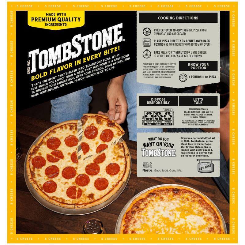 slide 5 of 9, Tombstone Original 5 Cheese Frozen Pizza - 18.5oz, 18.5 oz