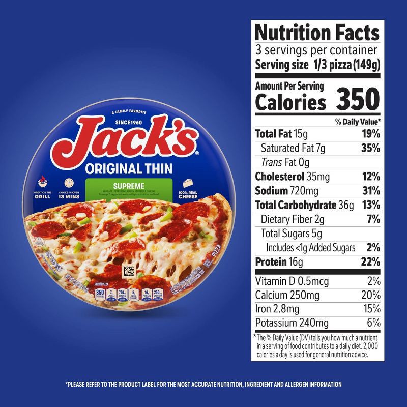 slide 6 of 8, Jack's Original Thin Crust Frozen Supreme Pizza - 15.8oz, 15.8 oz