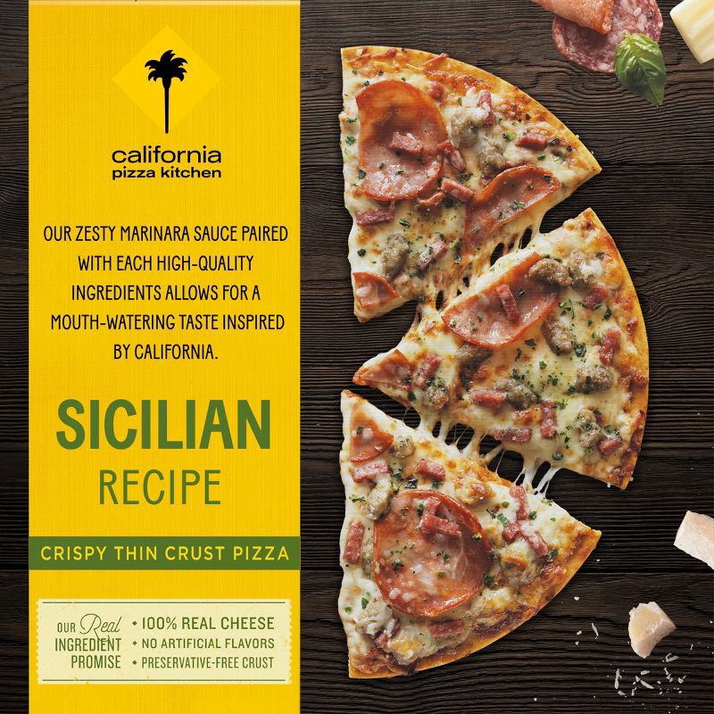 slide 1 of 11, California Pizza Kitchen Sicilian Recipe Frozen Thin Crust Pizza - 15.5oz, 15.5 oz