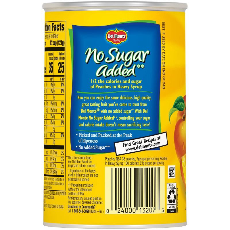 slide 3 of 4, Del Monte No Sugar Added Sliced Peaches 14.5oz, 14.5 oz