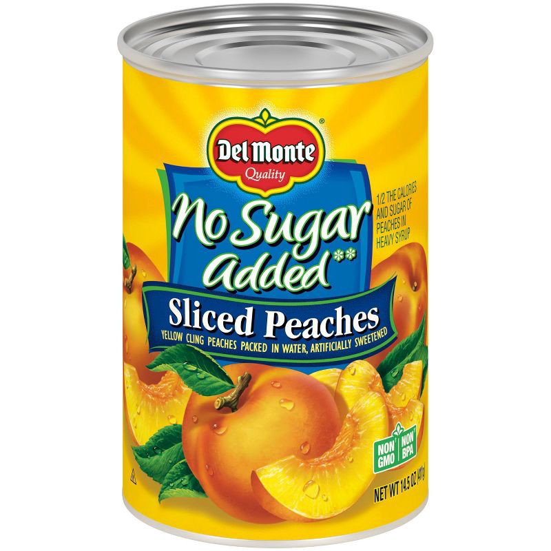 slide 1 of 4, Del Monte No Sugar Added Sliced Peaches 14.5oz, 14.5 oz