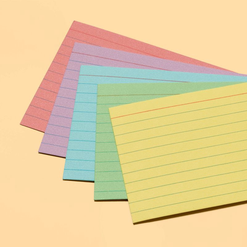 slide 2 of 3, 100ct 3" x 5" Ruled Index Cards Multicolor - up&up™: Note Cards, Flashcards, Uncoated Paper, Wide Rule, 110 Weight, 100 ct