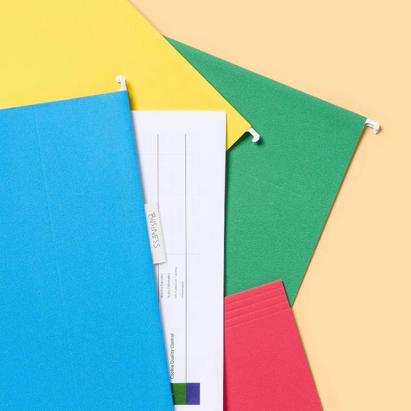 slide 2 of 5, 20ct Hanging File Folders Letter Size Multicolor - up&up™: Paperboard Core, Non-Pronged, 12 Sheet Capacity, 20 ct, 12 sheets