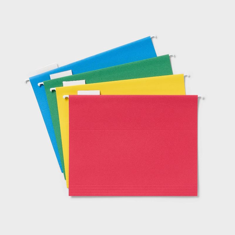 slide 4 of 5, 20ct Hanging File Folders Letter Size Multicolor - up&up™: Paperboard Core, Non-Pronged, 12 Sheet Capacity, 20 ct, 12 sheets