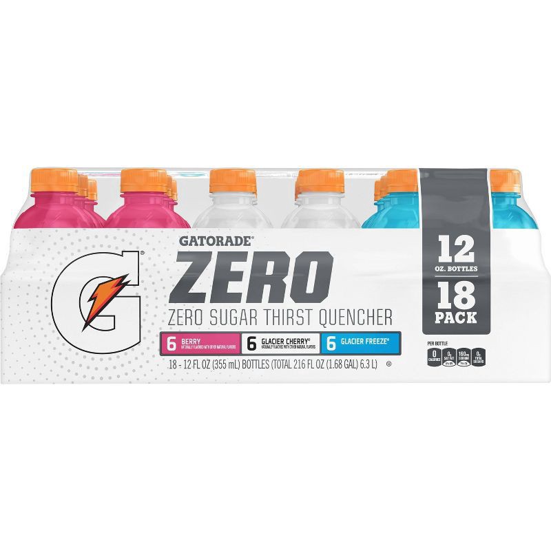 slide 1 of 1, Gatorade Zero Mixed Flavor Variety Pack Sports Drink - 18pk/12 fl oz Bottles, 18 ct; 12 fl oz