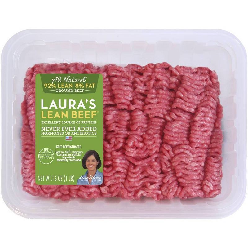 slide 1 of 8, Laura's Lean Beef 92/8 Ground Beef - 1lb, 1 lb