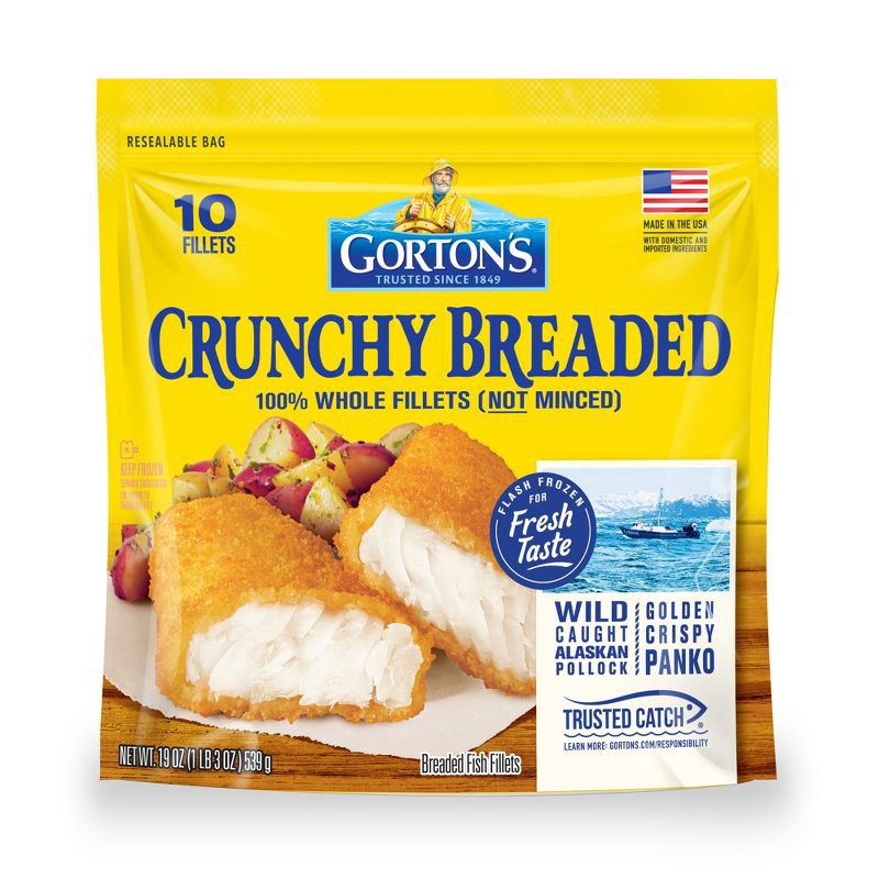 slide 1 of 7, Gorton's Crunchy Breaded Fish Fillets - Frozen - 10ct, 10 ct