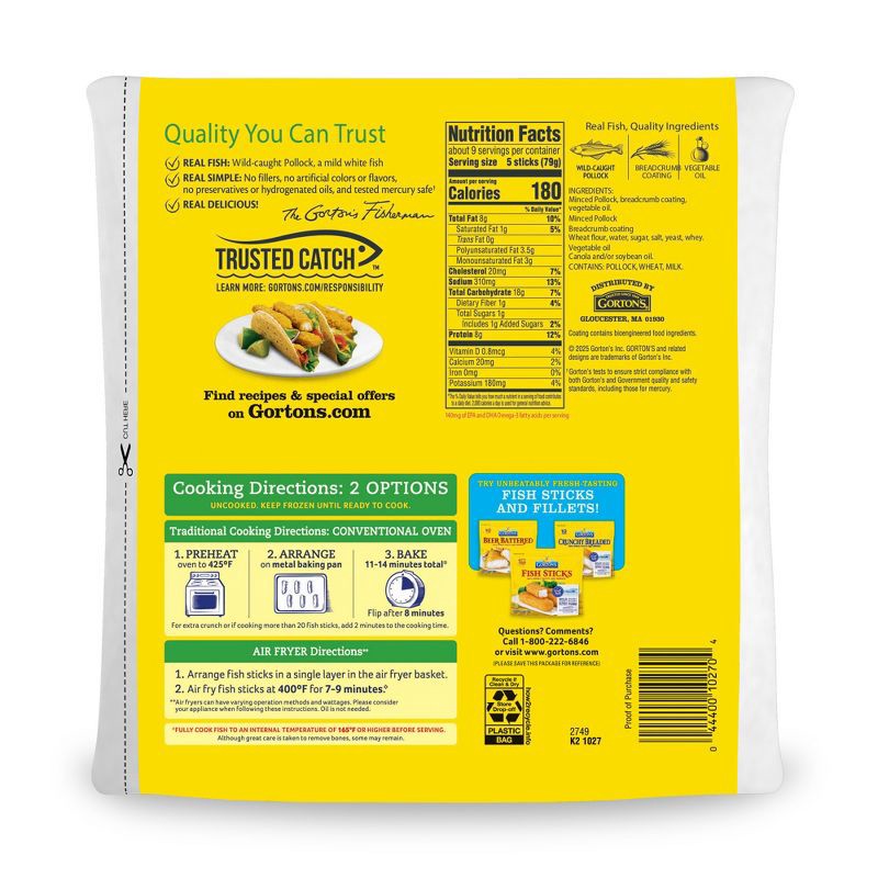 slide 2 of 9, Gorton's Breaded Minced Fish Sticks - Frozen - 24.5oz/44ct, 24.5 oz, 44 ct