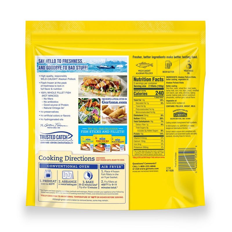 slide 2 of 6, Gorton's Beer Battered Fish Fillets - Frozen - 18.2oz, 18.2 oz