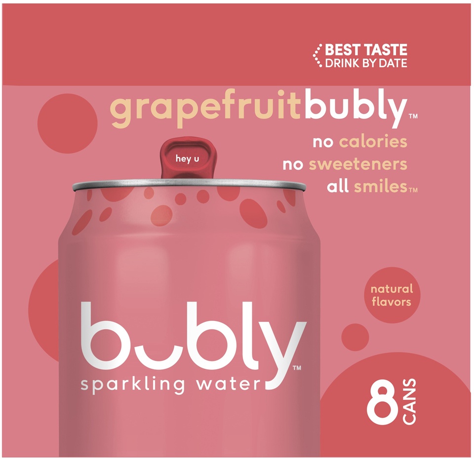 slide 2 of 4, bubly Grapefruit Sparkling Water, 8 ct; 12 fl oz