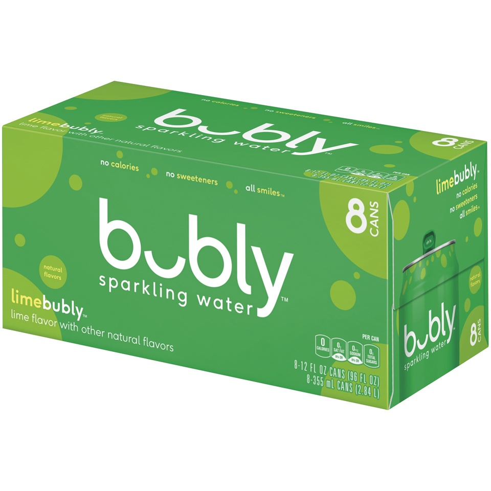 slide 3 of 4, bubly Lime Sparkling Water 8 Pack, 8 ct; 12 fl oz