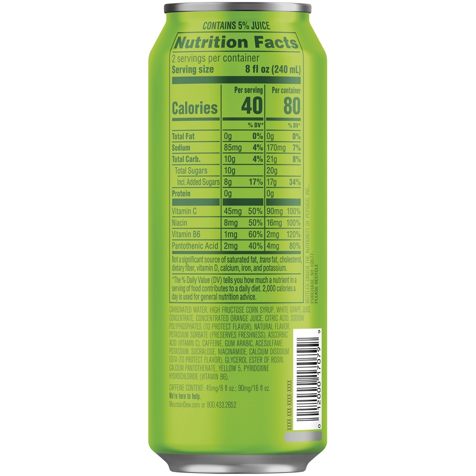 slide 2 of 3, Mountain Dew Kickstart Sparkling Juice Beverage Energizing Original Dew 16 Fl Oz Can, 16 fl oz