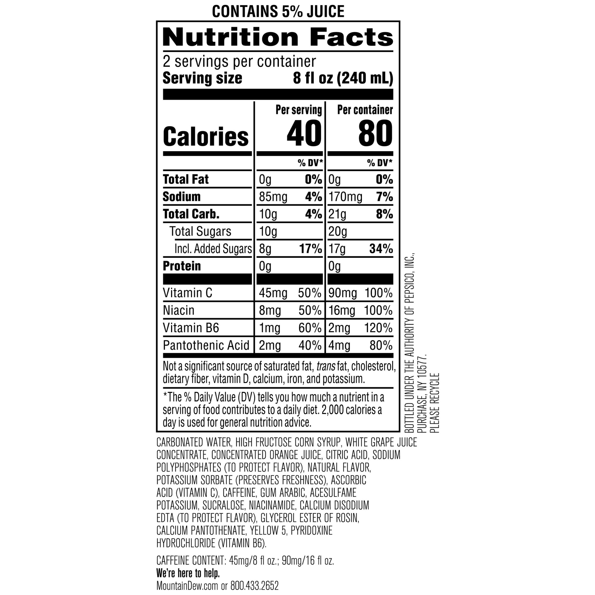 slide 3 of 3, Mountain Dew Kickstart Sparkling Juice Beverage Energizing Original Dew 16 Fl Oz Can, 16 fl oz
