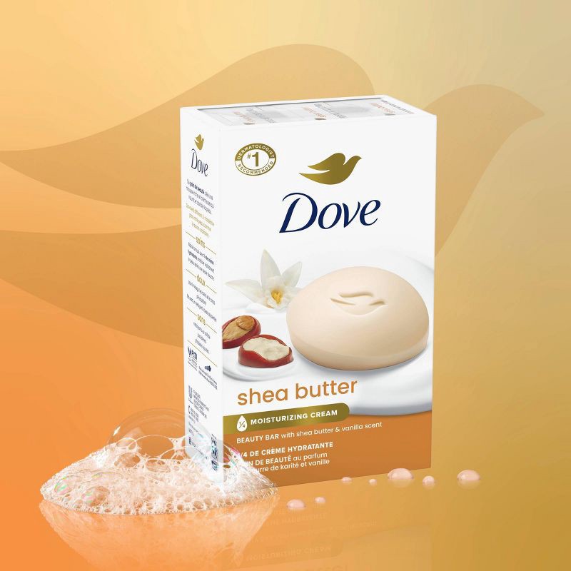 slide 4 of 9, Dove Beauty Purely Pampering Shea Butter with Warm Vanilla Beauty Bar Soap - 8pk - 3.75oz each, 8 ct, 3.75 oz