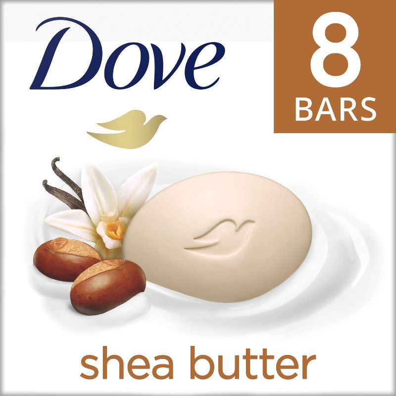 slide 1 of 10, Dove Beauty Purely Pampering Shea Butter with Warm Vanilla Beauty Bar Soap - 8pk - 3.75oz each, 8 ct, 3.75 oz