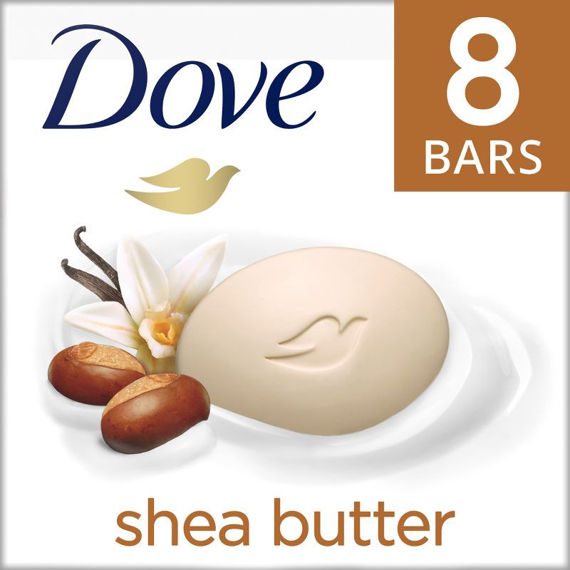 slide 1 of 10, Dove Beauty Purely Pampering Shea Butter with Warm Vanilla Beauty Bar Soap - 8pk - 3.75oz each, 8 ct, 3.75 oz