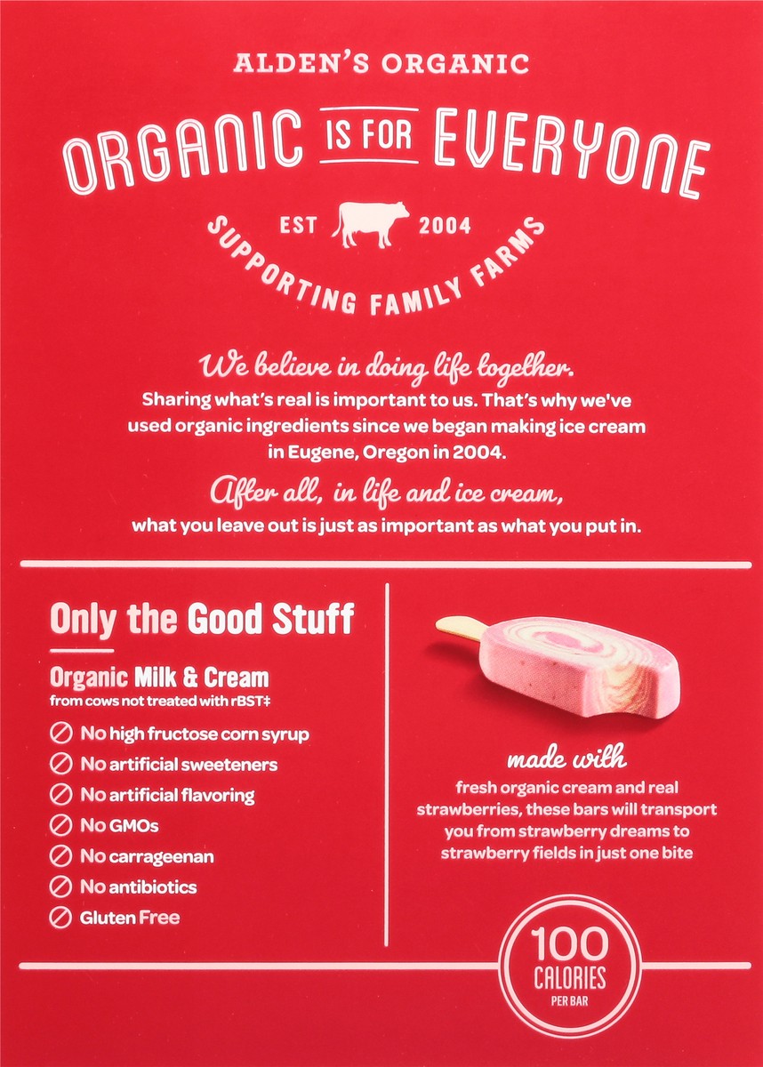 slide 4 of 9, Alden's Organic Strawberry Cream Frozen Dessert 4 Bars 3 fl oz Packed, Unspecified 4 ea, 4 ct