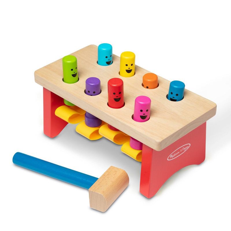 slide 4 of 9, Melissa & Doug Deluxe Pounding Bench Wooden Toy With Mallet, 1 ct