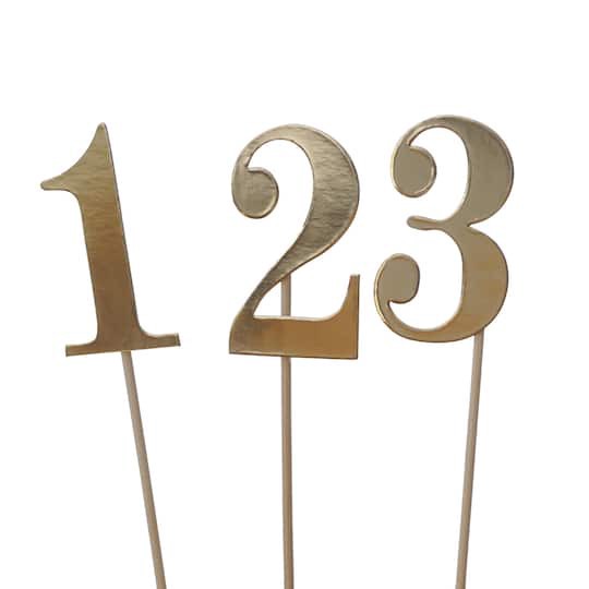 slide 1 of 6, 1-12 Gold Table Numbers By Celebrate It, 9 in