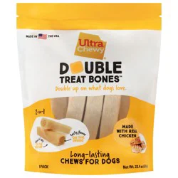 Ultra Chewy 2-in-1 Long-Lasting Real Chicken Double Treat Bones 8 Each
